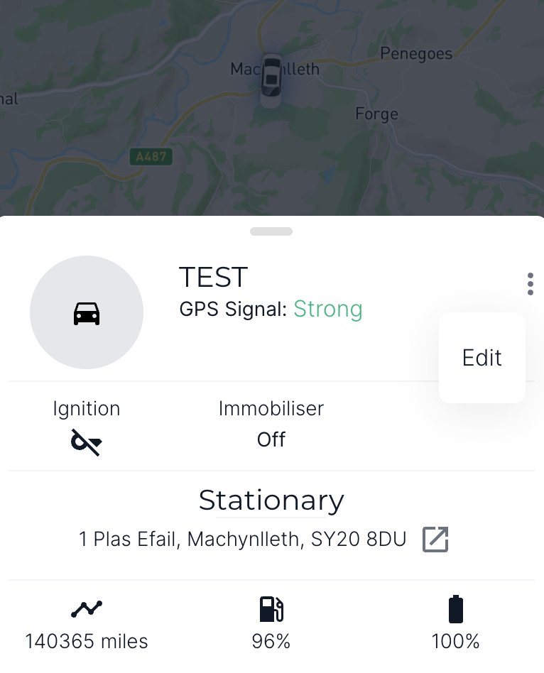 Edit vehicle menu